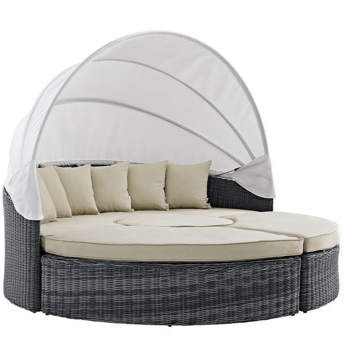 Summon Canopy Outdoor Patio Sunbrella® Daybed 1997-GRY-BEI-SET