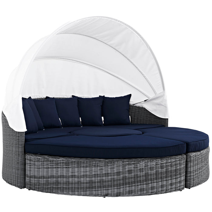 Summon Canopy Outdoor Patio Sunbrella® Daybed 1997-GRY-NAV-SET