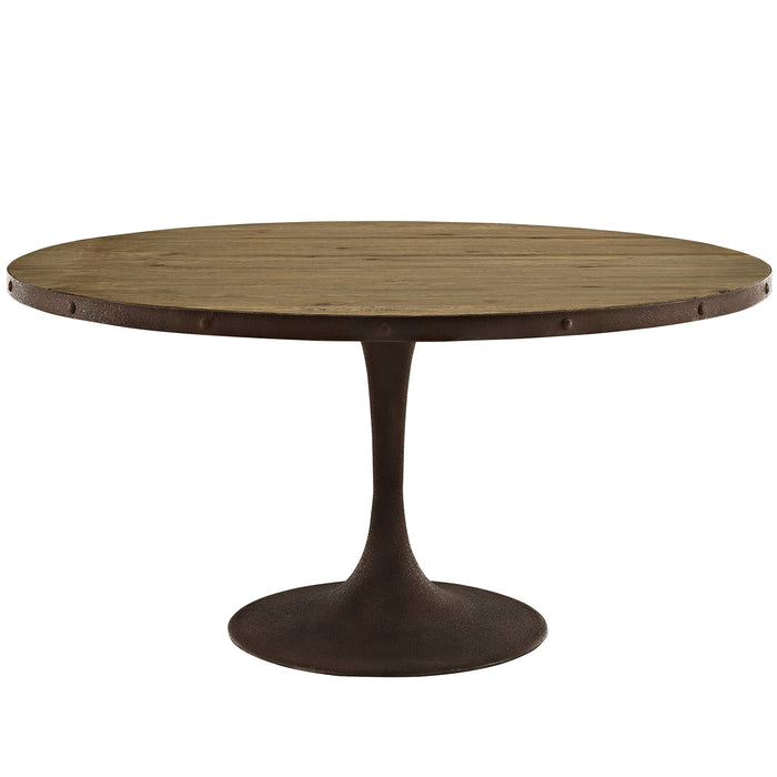 Drive 60" Round Wood Top Dining Table 2005-BRN-SET