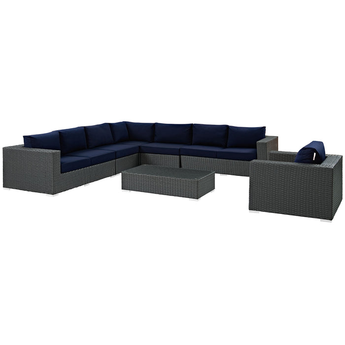 Sojourn 7 Piece Outdoor Patio Sunbrella® Sectional Set 2013-CHC-NAV-SET