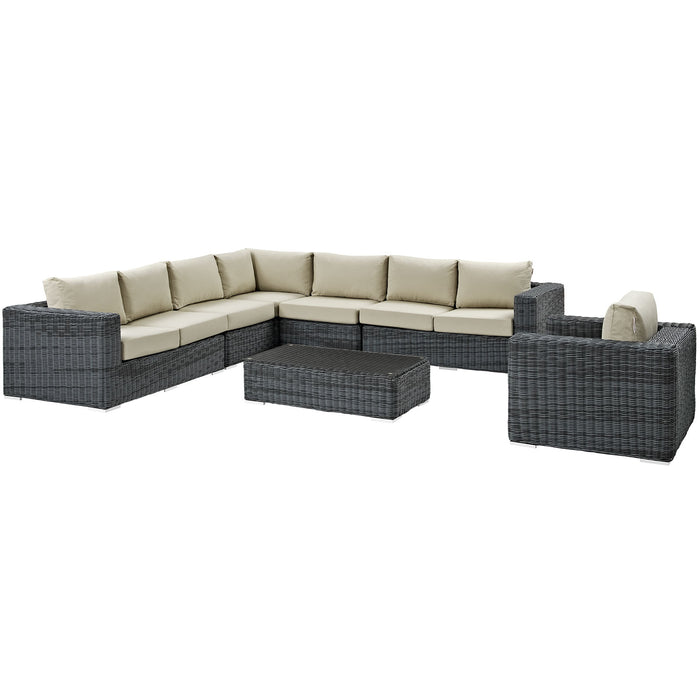 Summon 7 Piece Outdoor Patio Sunbrella® Sectional Set 2014-GRY-BEI-SET