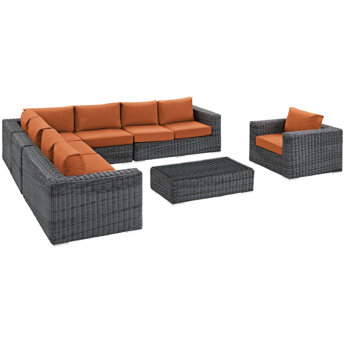 Summon 7 Piece Outdoor Patio Sunbrella® Sectional Set 2014-GRY-TUS-SET