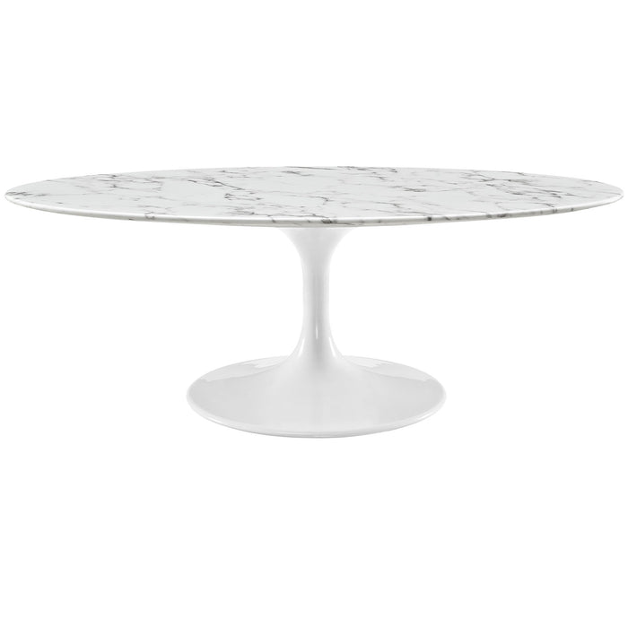 Lippa 48" Oval-Shaped Artificial Marble Coffee Table 2022-WHI