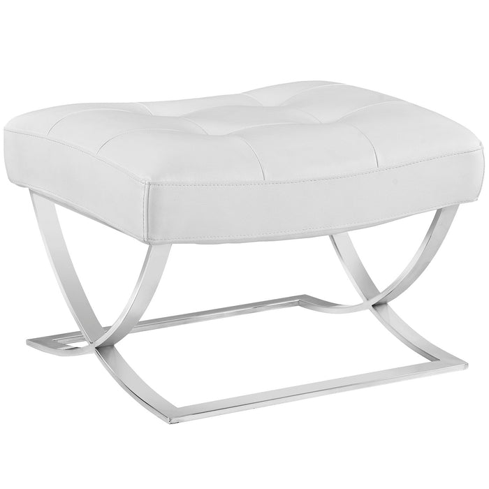 Slope Upholstered Vinyl Ottoman 2078-WHI