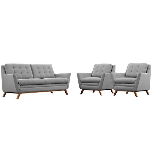 Beguile 3 Piece Upholstered Fabric Living Room Set 2141-GRY-SET