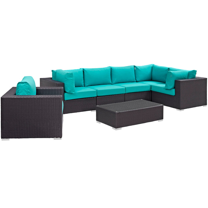 Convene 7 Piece Outdoor Patio Sectional Set 2157-EXP-TRQ-SET