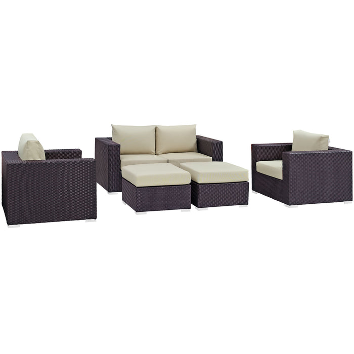 Convene 5 Piece Outdoor Patio Sofa Set 2158-EXP-BEI-SET