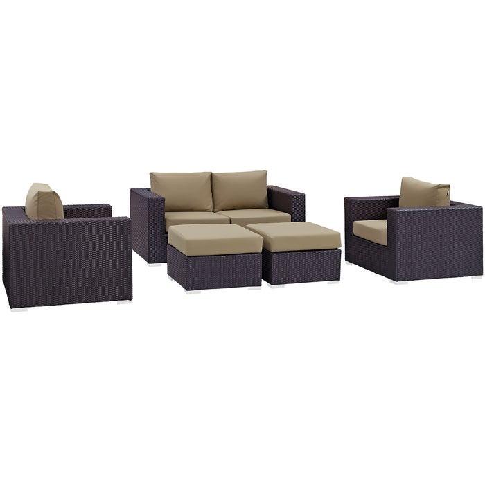 Convene 5 Piece Outdoor Patio Sofa Set 2158-EXP-MOC-SET