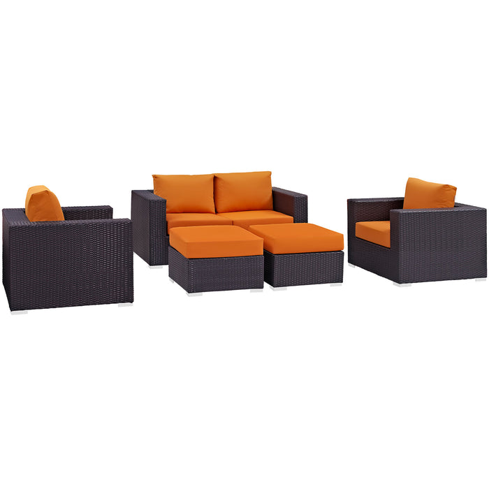 Convene 5 Piece Outdoor Patio Sofa Set 2158-EXP-ORA-SET