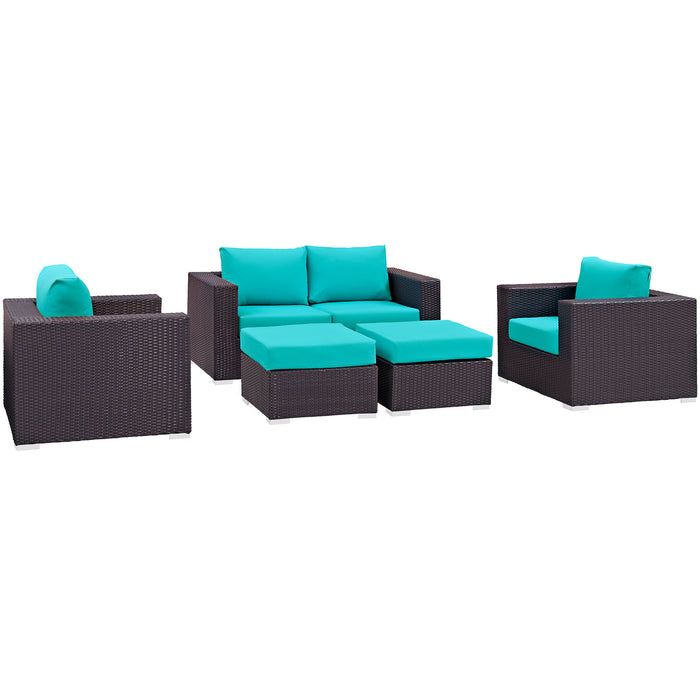 Convene 5 Piece Outdoor Patio Sofa Set 2158-EXP-TRQ-SET