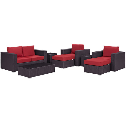 Convene 8 Piece Outdoor Patio Sofa Set 2159-EXP-RED-SET