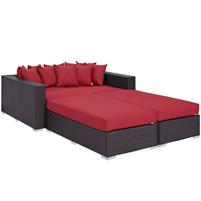 Convene 4 Piece Outdoor Patio Daybed 2160-EXP-RED-SET