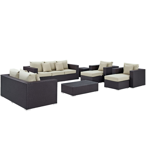 Convene 9 Piece Outdoor Patio Sofa Set 2161-EXP-BEI-SET