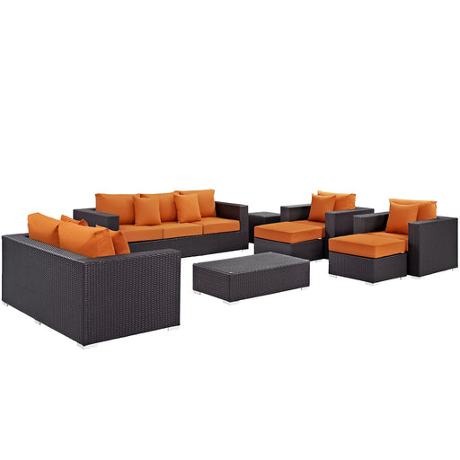 Convene 9 Piece Outdoor Patio Sofa Set 2161-EXP-ORA-SET