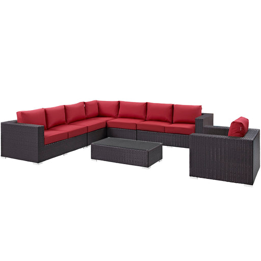 Convene 7 Piece Outdoor Patio Sectional Set 2162-EXP-RED-SET