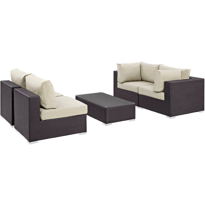 Convene 5 Piece Outdoor Patio Sectional Set 2163-EXP-BEI-SET