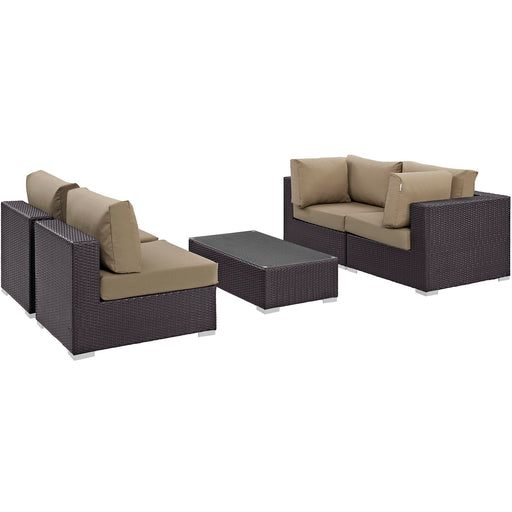 Convene 5 Piece Outdoor Patio Sectional Set 2163-EXP-MOC-SET