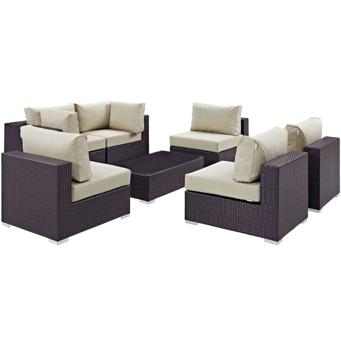 Convene 7 Piece Outdoor Patio Sectional Set 2164-EXP-BEI-SET