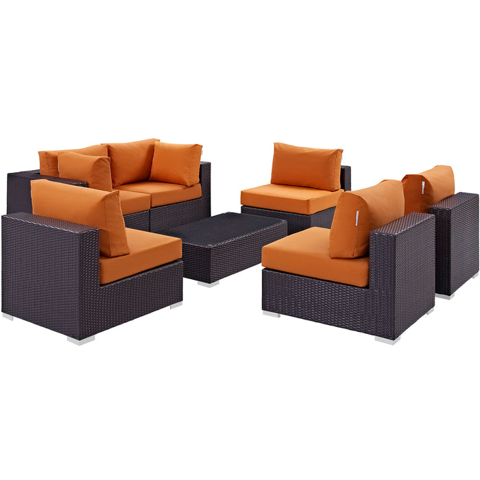 Convene 7 Piece Outdoor Patio Sectional Set 2164-EXP-ORA-SET