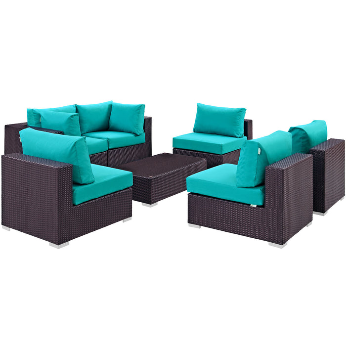 Convene 7 Piece Outdoor Patio Sectional Set 2164-EXP-TRQ-SET