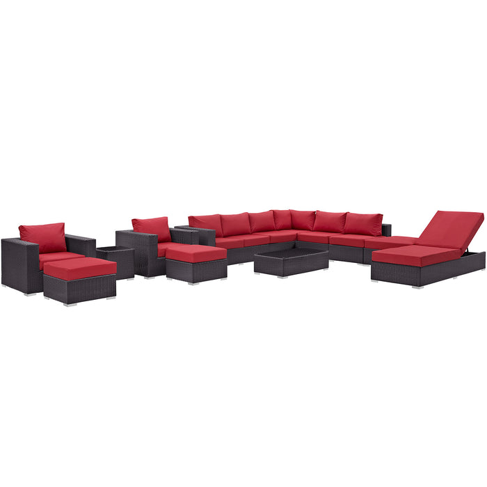 Convene 12 Piece Outdoor Patio Sectional Set 2165-EXP-RED-SET