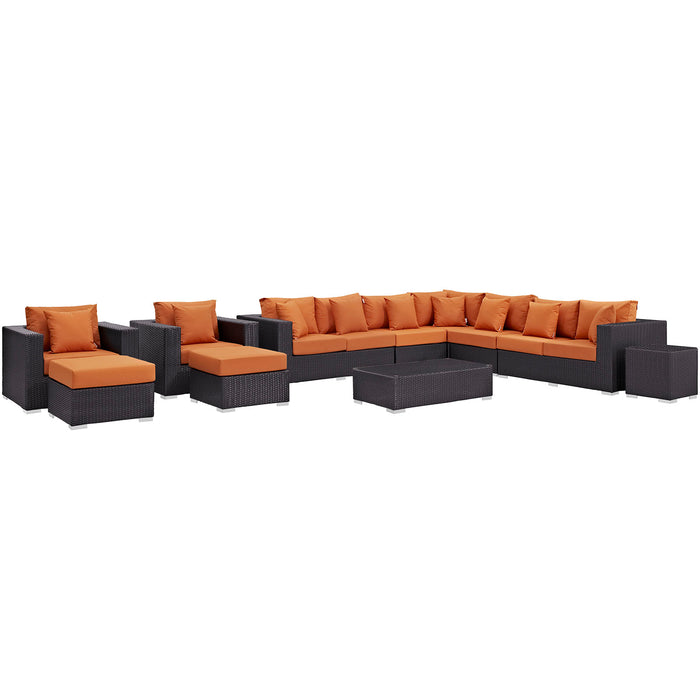 Convene 11 Piece Outdoor Patio Sectional Set 2166-EXP-ORA-SET