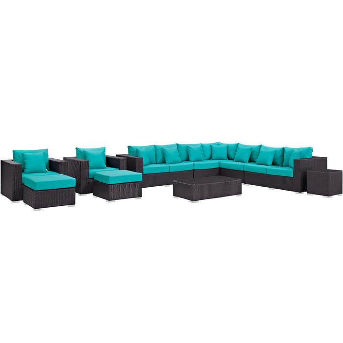 Convene 11 Piece Outdoor Patio Sectional Set 2166-EXP-TRQ-SET