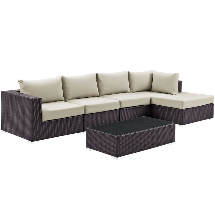 Convene 5 Piece Outdoor Patio Sectional Set 2167-EXP-BEI-SET