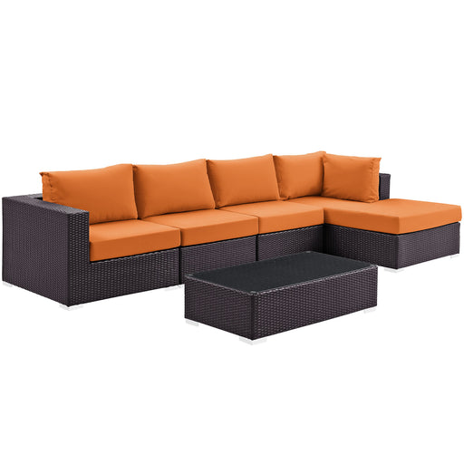 Convene 5 Piece Outdoor Patio Sectional Set 2167-EXP-ORA-SET