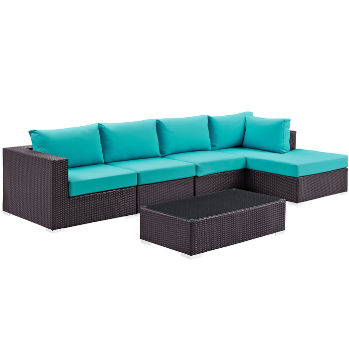 Convene 5 Piece Outdoor Patio Sectional Set 2167-EXP-TRQ-SET