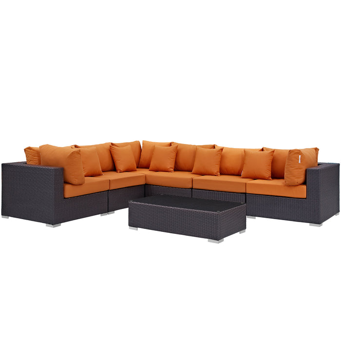 Convene 7 Piece Outdoor Patio Sectional Set 2168-EXP-ORA-SET