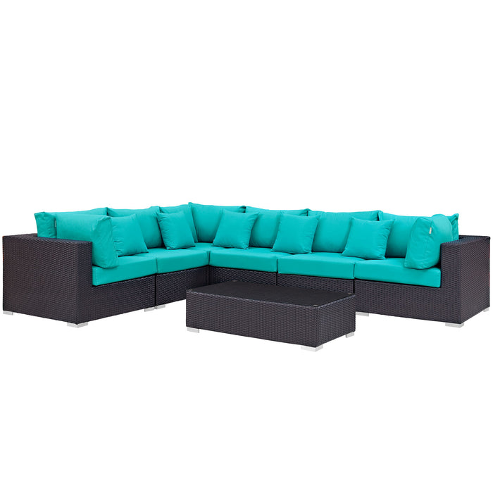 Convene 7 Piece Outdoor Patio Sectional Set 2168-EXP-TRQ-SET