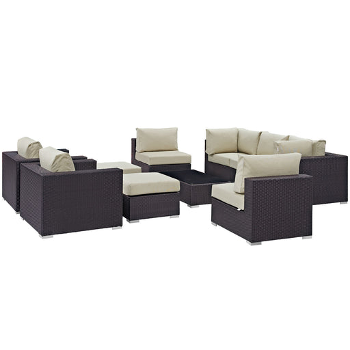 Convene 10 Piece Outdoor Patio Sectional Set 2169-EXP-BEI-SET