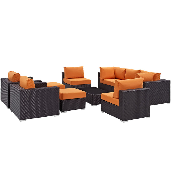 Convene 10 Piece Outdoor Patio Sectional Set 2169-EXP-ORA-SET