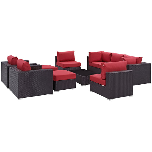 Convene 10 Piece Outdoor Patio Sectional Set 2169-EXP-RED-SET