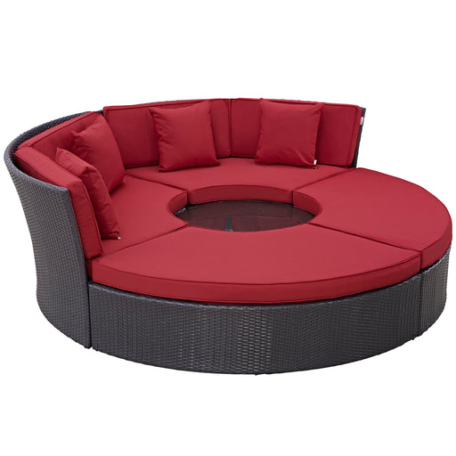 Convene Circular Outdoor Patio Daybed Set 2171-EXP-RED-SET