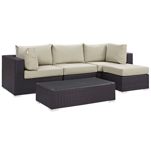 Convene 5 Piece Outdoor Patio Sectional Set 2172-EXP-BEI-SET