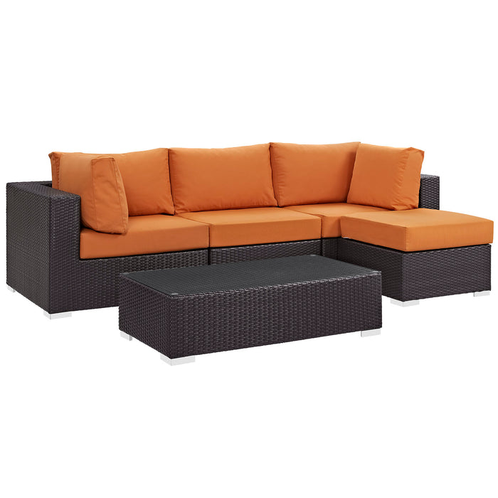 Convene 5 Piece Outdoor Patio Sectional Set 2172-EXP-ORA-SET