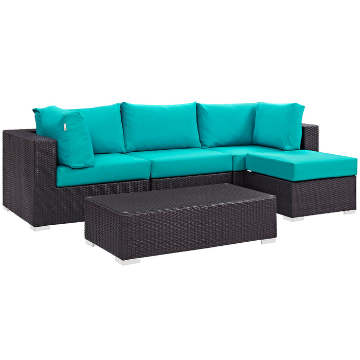 Convene 5 Piece Outdoor Patio Sectional Set 2172-EXP-TRQ-SET