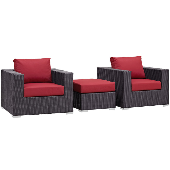 Convene 3 Piece Outdoor Patio Sofa Set 2174-EXP-RED-SET