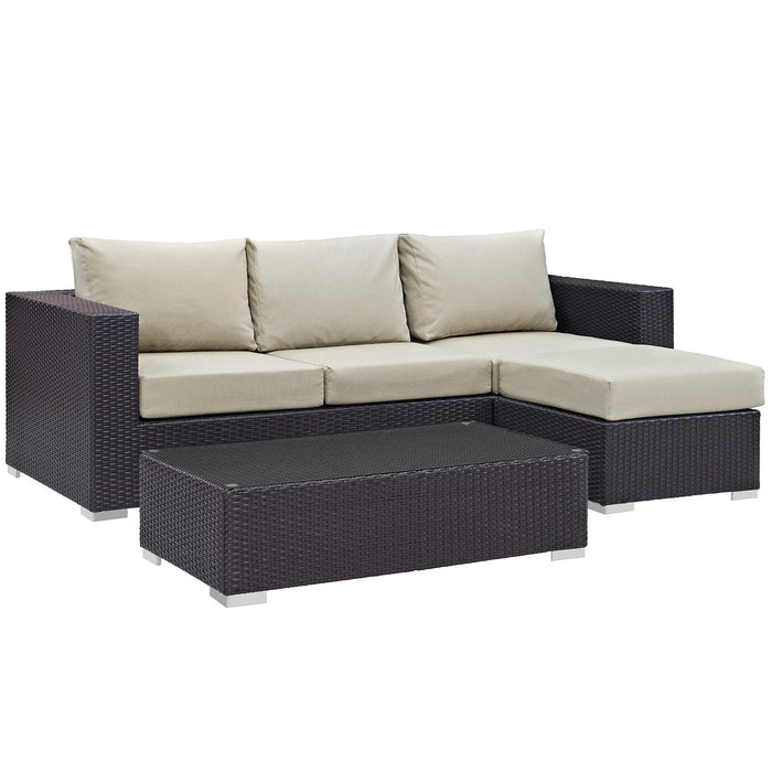 Convene 3 Piece Outdoor Patio Sofa Set 2178-EXP-BEI-SET