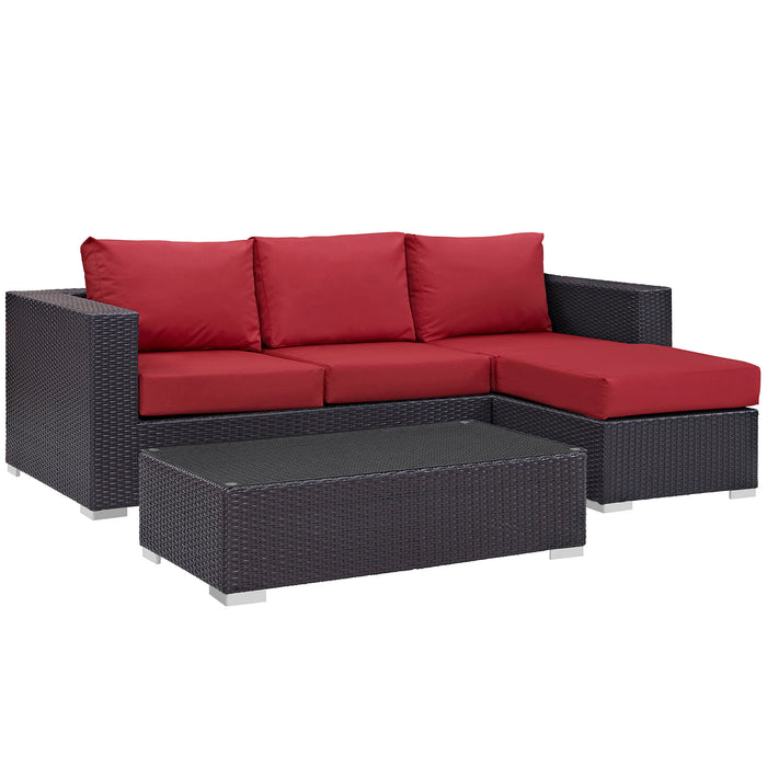 Convene 3 Piece Outdoor Patio Sofa Set 2178-EXP-RED-SET