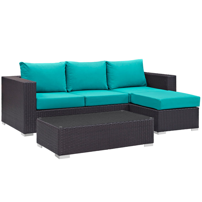 Convene 3 Piece Outdoor Patio Sofa Set 2178-EXP-TRQ-SET