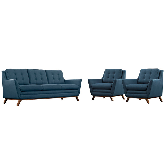 Beguile 3 Piece Upholstered Fabric Living Room Set 2184-AZU-SET