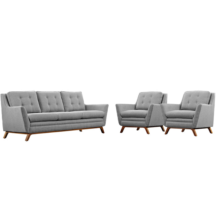 Beguile 3 Piece Upholstered Fabric Living Room Set 2184-GRY-SET