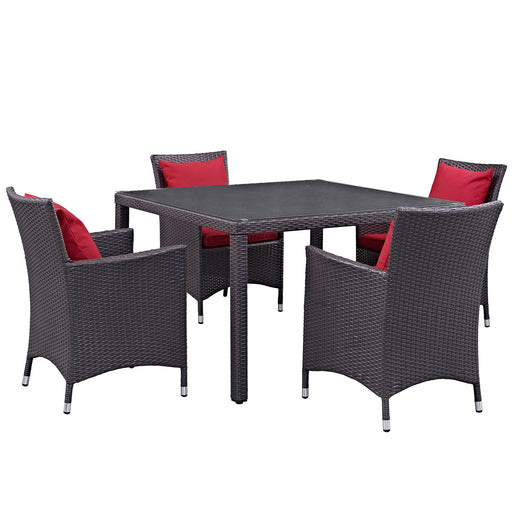 Convene 5 Piece Outdoor Patio Dining Set 2191-EXP-RED-SET