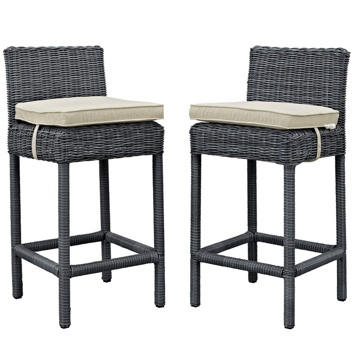 Summon 2 Piece Outdoor Patio Sunbrella® Pub Set 2197-GRY-BEI-SET