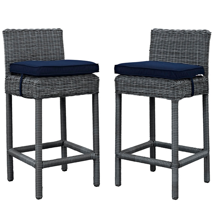 Summon 2 Piece Outdoor Patio Sunbrella® Pub Set 2197-GRY-NAV-SET