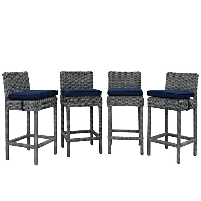 Summon Bar Stool Outdoor Patio Sunbrella® Set of 4 2198-GRY-NAV-SET