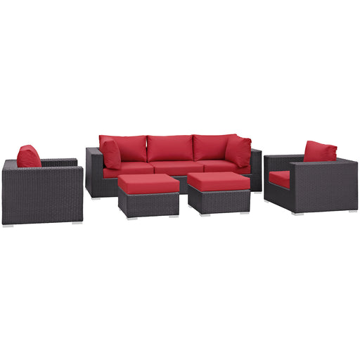 Convene 7 Piece Outdoor Patio Sectional Set 2200-EXP-RED-SET